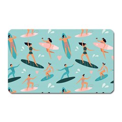 Beach Surfing Surfers With Surfboards Surfer Rides Wave Summer Outdoors Surfboards Seamless Pattern Magnet (rectangular) by Bedest