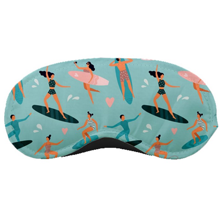 Beach Surfing Surfers With Surfboards Surfer Rides Wave Summer Outdoors Surfboards Seamless Pattern Sleep Mask