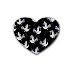 Crane Pattern Rubber Coaster (heart) by Bedest