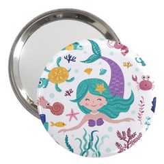 Set Cute Mermaid Seaweeds Marine In Habitants 3  Handbag Mirrors by Bedest