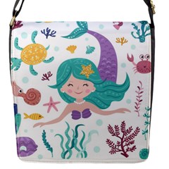 Set Cute Mermaid Seaweeds Marine In Habitants Flap Closure Messenger Bag (s)