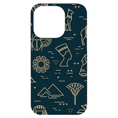 Dark Seamless Pattern Symbols Landmarks Sign Egypt Iphone 14 Pro Black Uv Print Case by Bedest