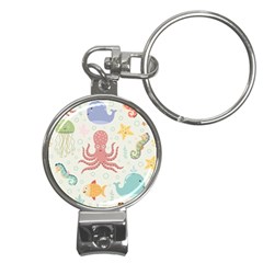 Underwater Seamless Pattern Light Background Funny Nail Clippers Key Chain by Bedest