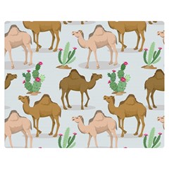 Camels Cactus Desert Pattern Two Sides Premium Plush Fleece Blanket (Medium)