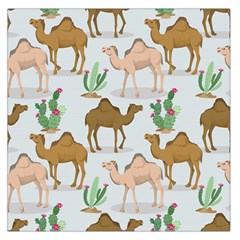 Camels Cactus Desert Pattern Square Satin Scarf (36  x 36 )