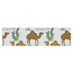 Camels Cactus Desert Pattern Oblong Satin Scarf (16  x 60 )