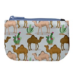 Camels Cactus Desert Pattern Large Coin Purse