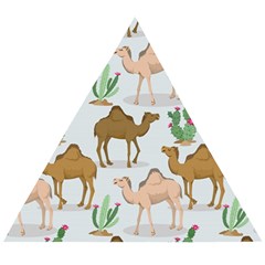 Camels Cactus Desert Pattern Wooden Puzzle Triangle