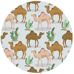 Camels Cactus Desert Pattern Wooden Bottle Opener (Round)