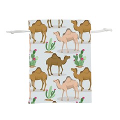 Camels Cactus Desert Pattern Lightweight Drawstring Pouch (S)