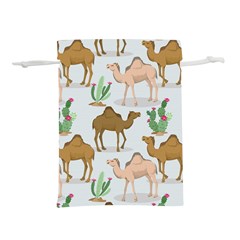 Camels Cactus Desert Pattern Lightweight Drawstring Pouch (M)
