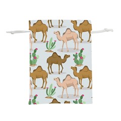 Camels Cactus Desert Pattern Lightweight Drawstring Pouch (L)