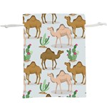 Camels Cactus Desert Pattern Lightweight Drawstring Pouch (XL) Front