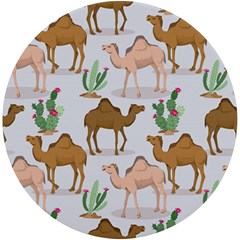 Camels Cactus Desert Pattern UV Print Round Tile Coaster