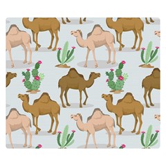 Camels Cactus Desert Pattern Premium Plush Fleece Blanket (Small)