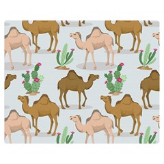 Camels Cactus Desert Pattern Premium Plush Fleece Blanket (Medium)