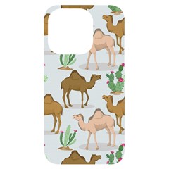 Camels Cactus Desert Pattern iPhone 14 Pro Black UV Print Case