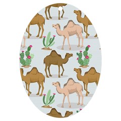 Camels Cactus Desert Pattern UV Print Acrylic Ornament Oval