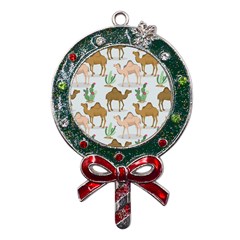 Camels Cactus Desert Pattern Metal X mas Lollipop With Crystal Ornament