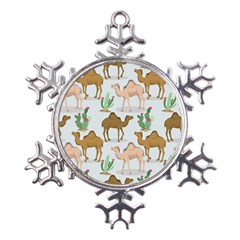 Camels Cactus Desert Pattern Metal Large Snowflake Ornament