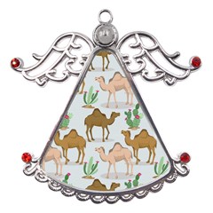 Camels Cactus Desert Pattern Metal Angel with Crystal Ornament