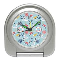 Nautical Marine Symbols Seamless Pattern Travel Alarm Clock