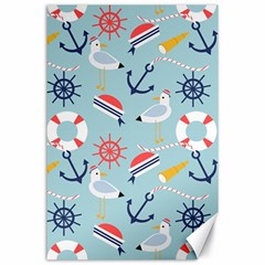 Nautical Marine Symbols Seamless Pattern Canvas 24  X 36 