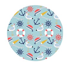 Nautical Marine Symbols Seamless Pattern Mini Round Pill Box