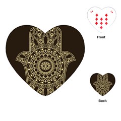 Hamsa Hand Drawn Symbol With Flower Decorative Pattern Playing Cards Single Design (heart)