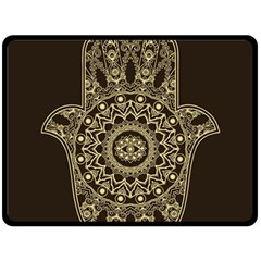 Hamsa Hand Drawn Symbol With Flower Decorative Pattern Fleece Blanket (large) by Hannah976