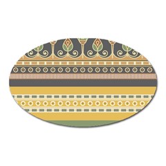 Seamless Pattern Egyptian Ornament With Lotus Flower Oval Magnet