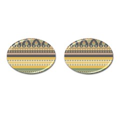 Seamless Pattern Egyptian Ornament With Lotus Flower Cufflinks (oval) by Hannah976