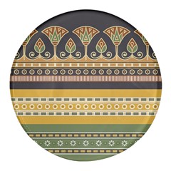 Seamless Pattern Egyptian Ornament With Lotus Flower Round Glass Fridge Magnet (4 Pack)