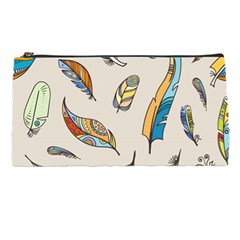 Vector Boho Doodle Feathers Seamless Pattern Illustration Pencil Case