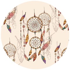 Coloured Dreamcatcher Background Wooden Puzzle Round by Hannah976