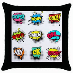 Set Colorful Comic Speech Bubbles Throw Pillow Case (Black)