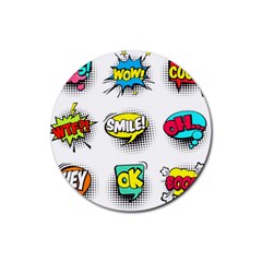 Set Colorful Comic Speech Bubbles Rubber Round Coaster (4 pack)