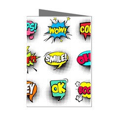 Set Colorful Comic Speech Bubbles Mini Greeting Cards (Pkg of 8)