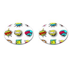 Set Colorful Comic Speech Bubbles Cufflinks (Oval)