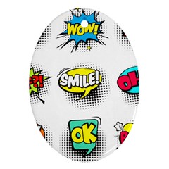 Set Colorful Comic Speech Bubbles Oval Ornament (Two Sides)