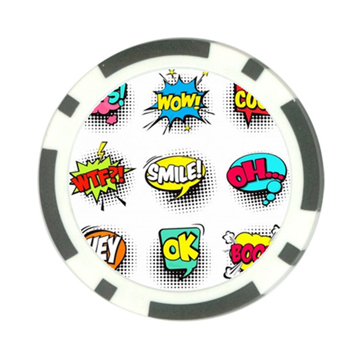 Set Colorful Comic Speech Bubbles Poker Chip Card Guard (10 pack)