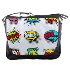 Set Colorful Comic Speech Bubbles Messenger Bag