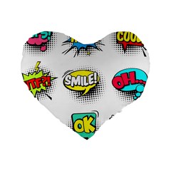 Set Colorful Comic Speech Bubbles Standard 16  Premium Heart Shape Cushions by Hannah976