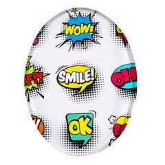 Set Colorful Comic Speech Bubbles Oval Glass Fridge Magnet (4 pack)