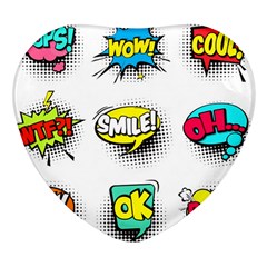 Set Colorful Comic Speech Bubbles Heart Glass Fridge Magnet (4 pack)