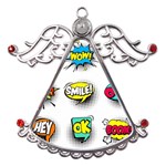 Set Colorful Comic Speech Bubbles Metal Angel with Crystal Ornament Front