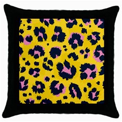 Leopard Print Seamless Pattern Throw Pillow Case (black)