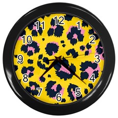 Leopard Print Seamless Pattern Wall Clock (black)