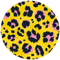 Leopard Print Seamless Pattern Wooden Puzzle Round