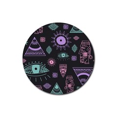 Vintage Seamless Pattern With Tribal Art African Style Drawing Rubber Coaster (round)